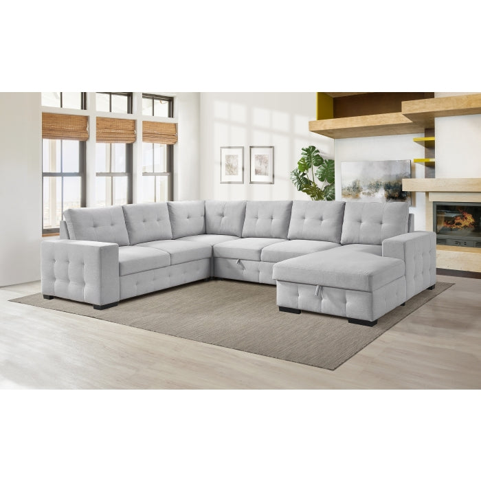 Halston 4-Piece Sectional with Pull-Out Bed and Right Storage Chaise, Grey image 7