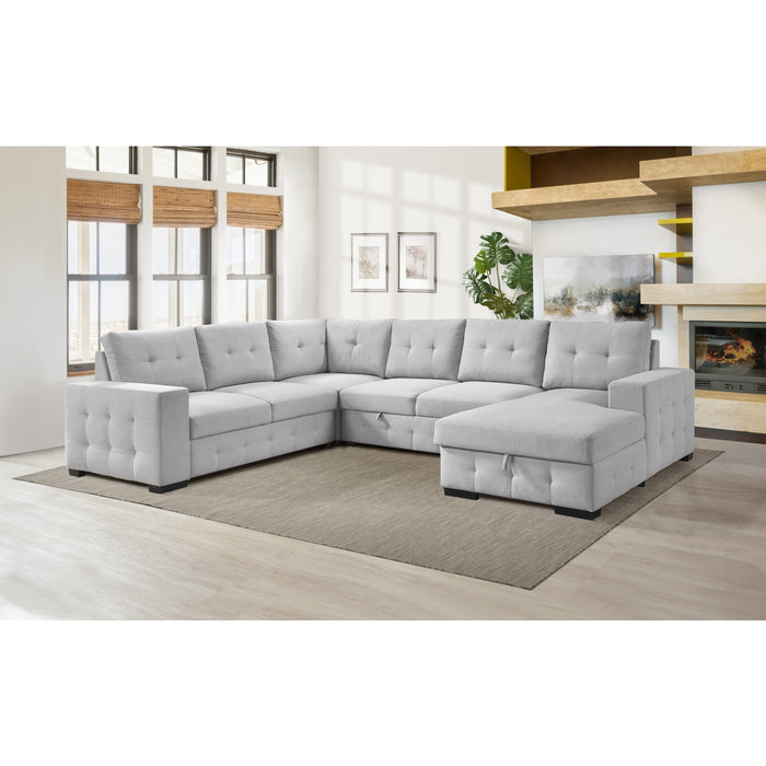 Halston 4-Piece Sectional with Pull-Out Bed and Right Storage Chaise, Grey image 9