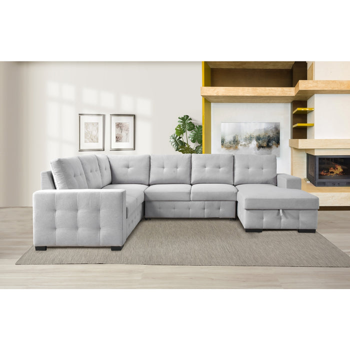 Halston 4-Piece Sectional with Pull-Out Bed and Right Storage Chaise, Grey image 10