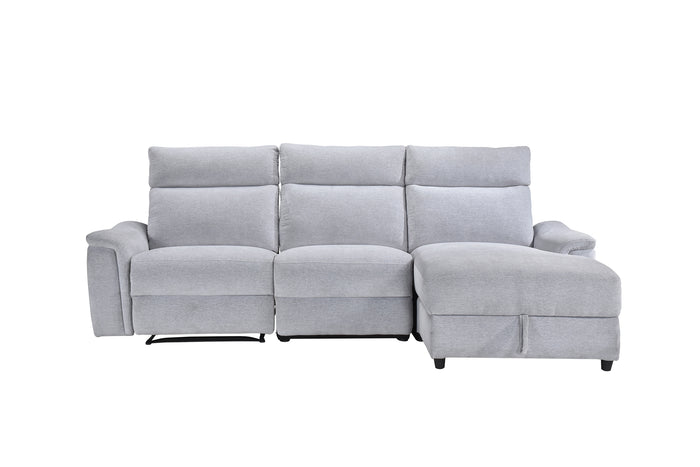 Marlow 3-Piece Sectional with Right-Facing Storage Chaise and Left Side Recliner, Grey Chenille image 7