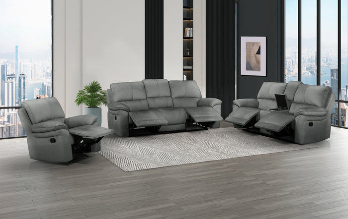 Calder Double Reclining Console Loveseat, Grey image 2