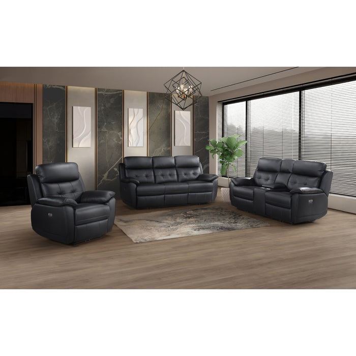 Sutton Power Reclining Sofa, Black Leather Match image 5