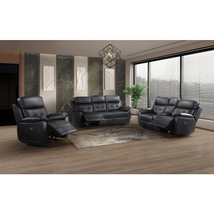 Sutton Power Reclining Console Loveseat, Black Leather Match image 7