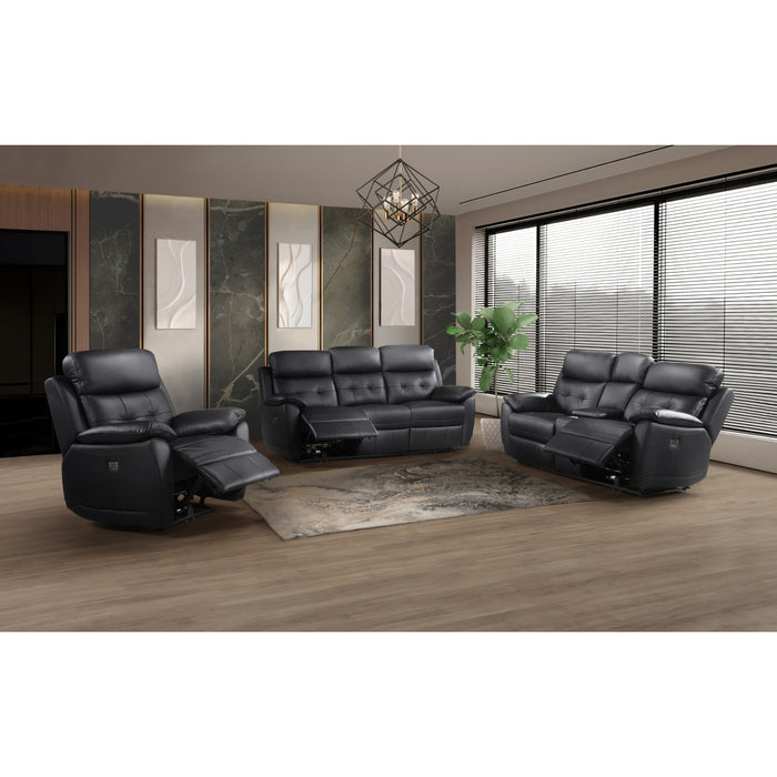 Sutton Power Reclining Sofa, Black Leather Match image 8
