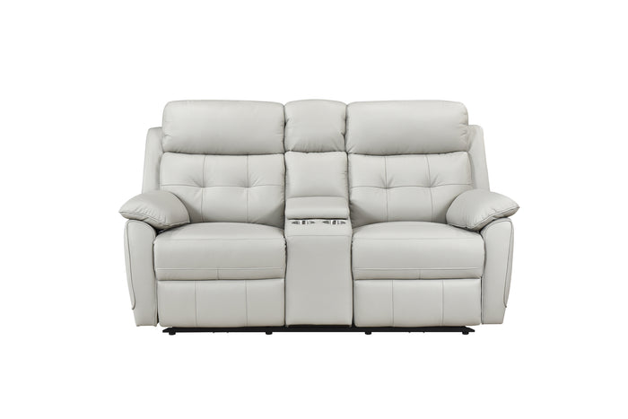 Sutton Power Reclining Console Loveseat, Silver Leather Match image 9