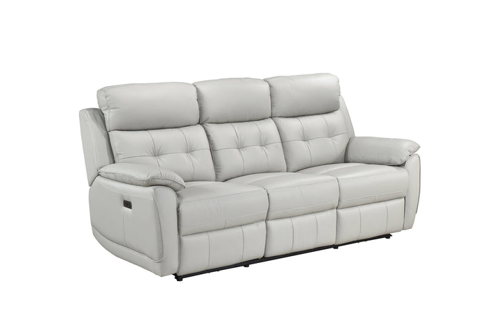 Sutton Power Reclining Sofa, Silver Leather Match image 10