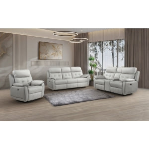 Sutton Power Reclining Chair, Silver Leather Match image 3