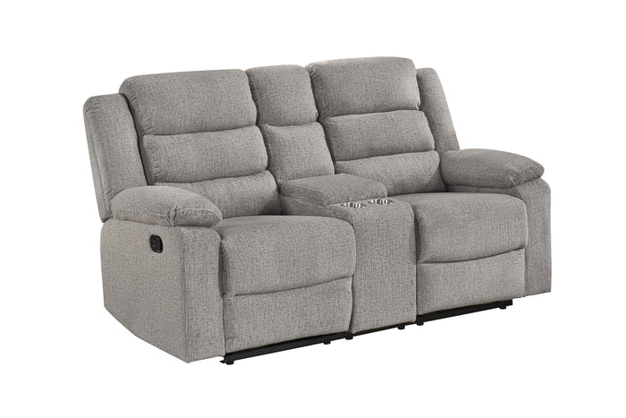 Briar Double Reclining Console Loveseat, Brown-Grey Fabric image 8