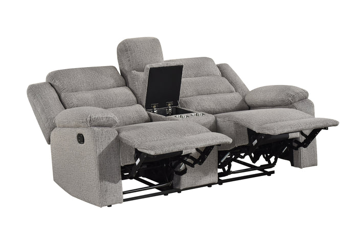 Briar Double Reclining Console Loveseat, Brown-Grey Fabric image 9