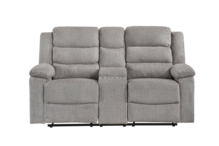 Briar Double Reclining Console Loveseat, Brown-Grey Fabric image 7