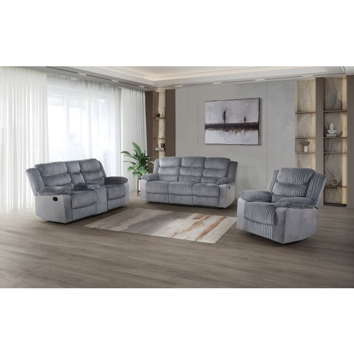Briar Double Reclining Console Loveseat, Grey Corduroy image 4