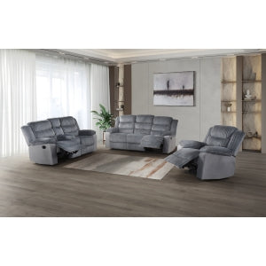 Briar Double Reclining Console Loveseat, Grey Corduroy image 6
