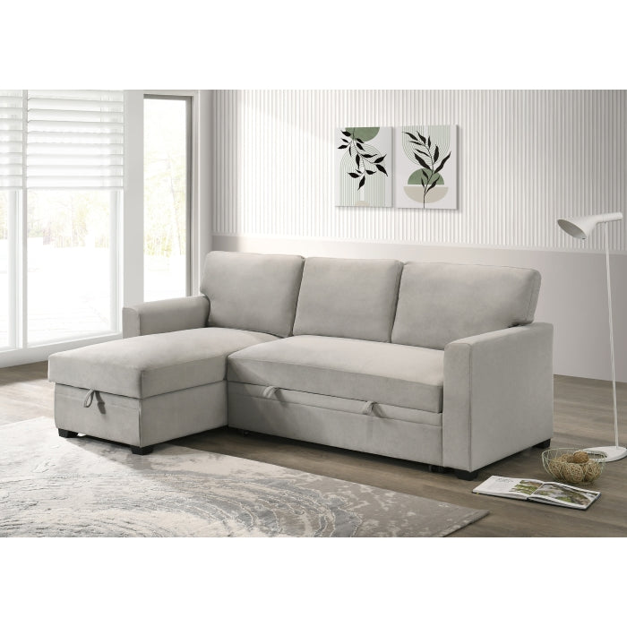 Solana 2-Piece Sectional with Pull-Out Sleeper and Reversible Storage Chaise, Beige Fabric image 10