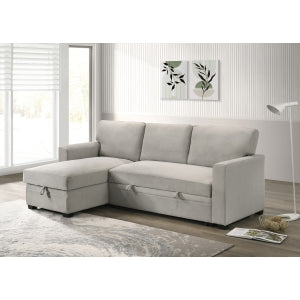 Solana 2-Piece Sectional with Pull-Out Sleeper and Reversible Storage Chaise, Beige Fabric image 8