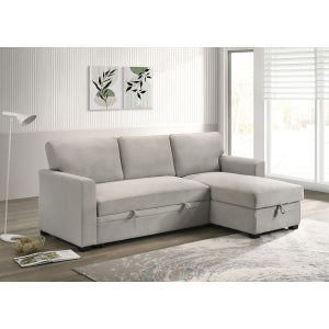 Solana 2-Piece Sectional with Pull-Out Sleeper and Reversible Storage Chaise, Beige Fabric image 7