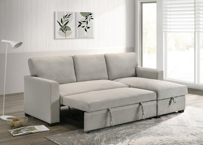 Solana 2-Piece Sectional with Pull-Out Sleeper and Reversible Storage Chaise, Beige Fabric image 4