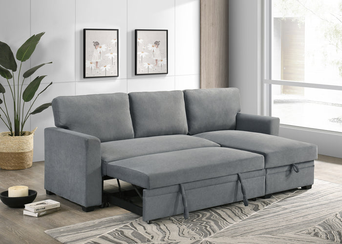 Solana 2-Piece Sectional with Pull-Out Sleeper and Reversible Storage Chaise, Grey Fabric image 6