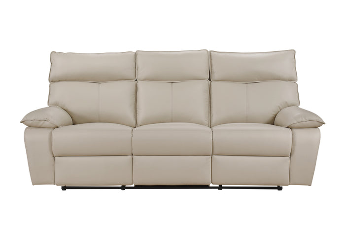 Haven Double Reclining Sofa with Lever, Beige Leather image 7