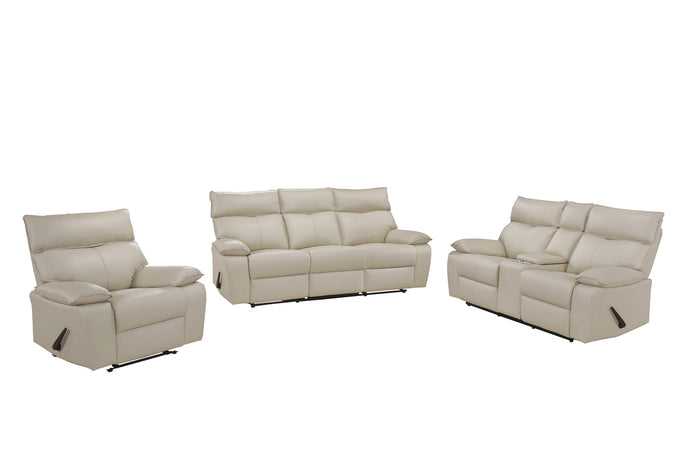 Haven Double Reclining Console Loveseat with Lever, Beige Leather image 10