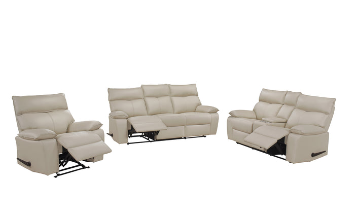 Haven 3-Piece Double Reclining Living Room Set, Beige Leather image 8