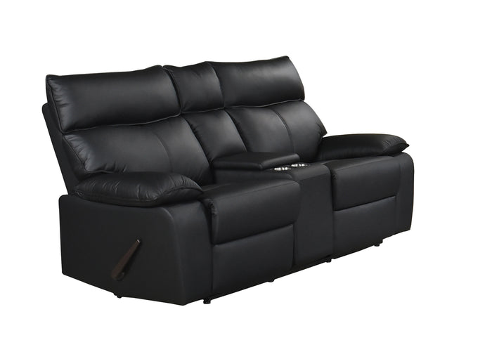 Haven Double Reclining Console Loveseat with Lever, Black Leather image 8