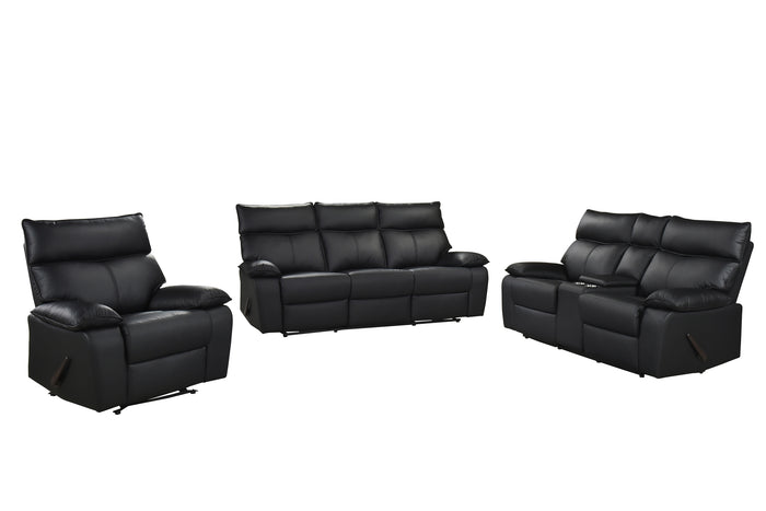 Haven Double Reclining Console Loveseat with Lever, Black Leather image 10