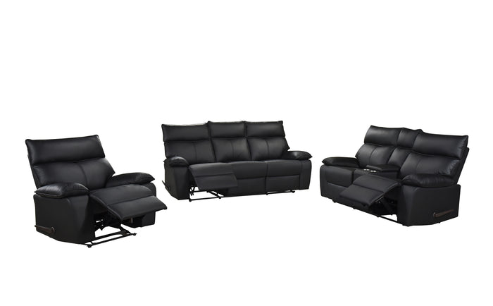 Haven 3-Piece Double Reclining Living Room Set, Black Leather image 8