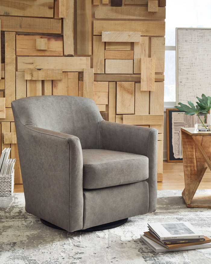 Bradney - Swivel Accent Chair - Leather Match - Fossil image 2