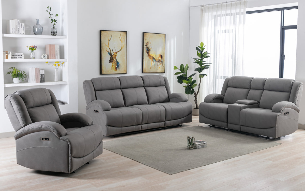 Finley Power Double Reclining Sofa, Grey