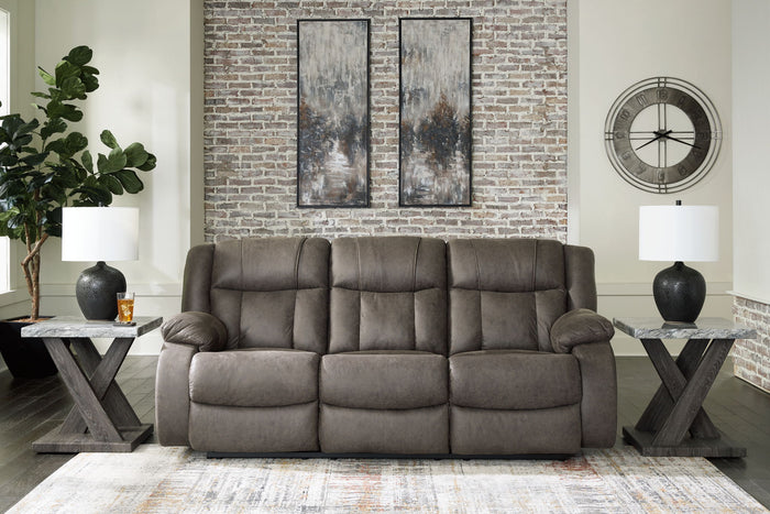 First Base - Reclining Sofa - Faux Leather - Gunmetal image 3