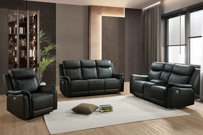 Kova Power Glider Recliner, Black Leather image 2