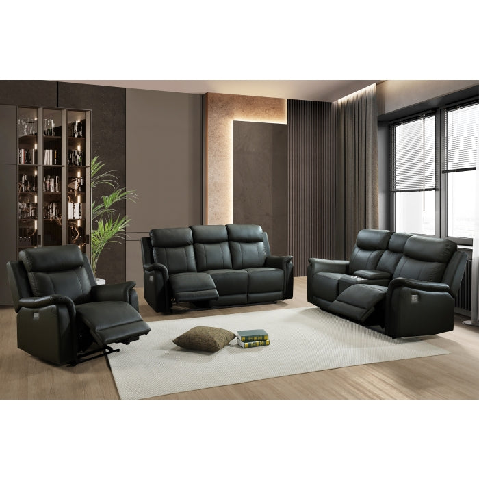 Kova Power Reclining Loveseat with Console, Black Leather image 7