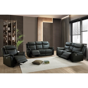 Kova Power Reclining Sofa, Black Leather image 6