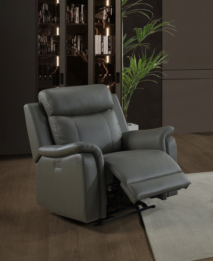 Kova Power Glider Recliner, Grey Leather image 3