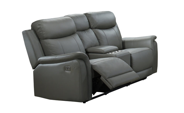 Kova Power Reclining Loveseat with Console, Grey Leather image 10