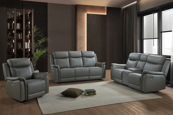 Kova Power Glider Recliner, Grey Leather image 2