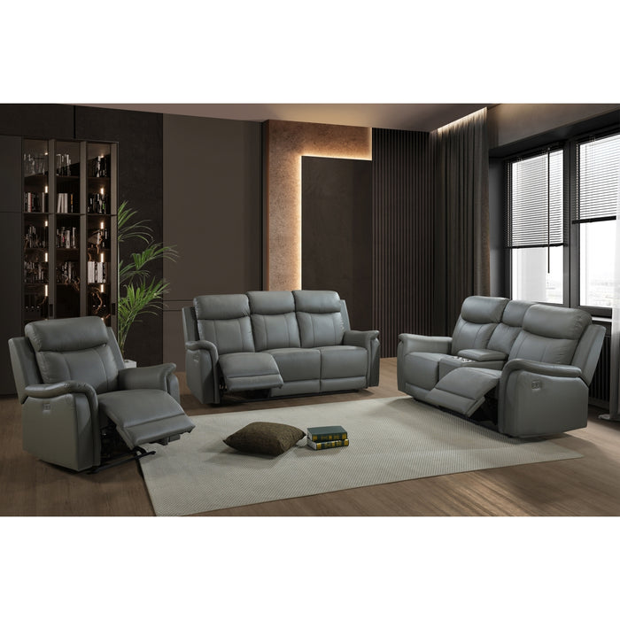 Kova Power Reclining Loveseat with Console, Grey Leather image 8