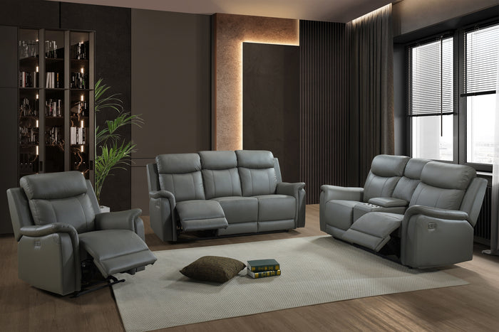 Kova Power Reclining Sofa, Grey Leather image 2