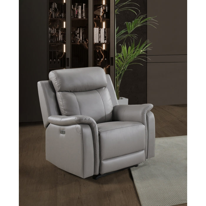 Kova Power Glider Recliner, Light Grey Leather image 7