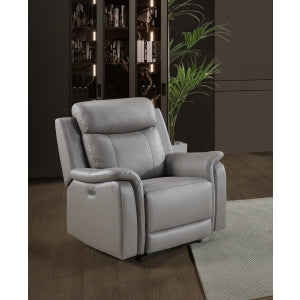 Kova Power Glider Recliner, Light Grey Leather image 5