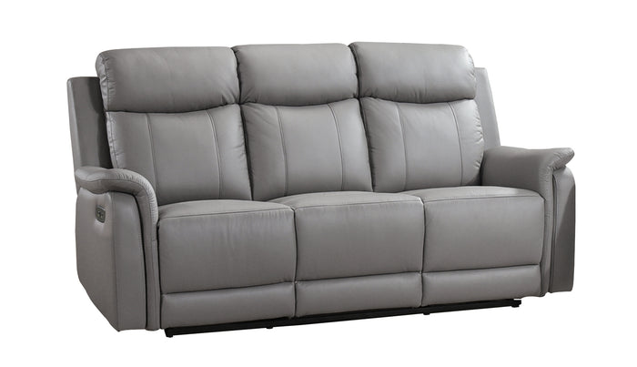 Kova Power Reclining Sofa, Light Grey Leather image 9