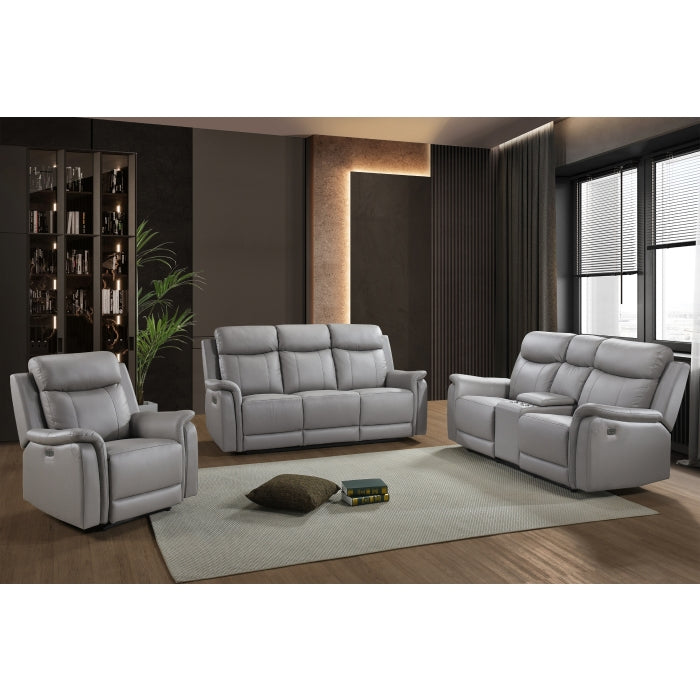Kova Power Glider Recliner, Light Grey Leather image 8