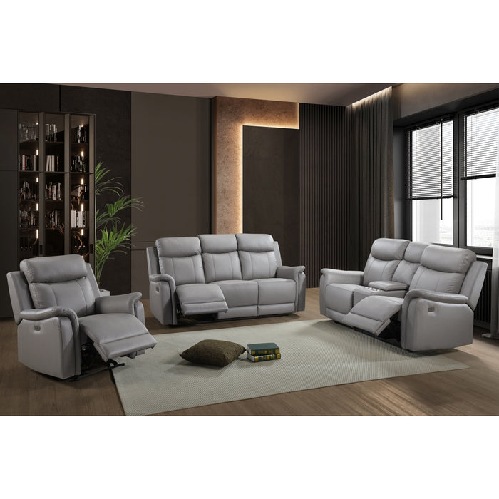 Kova Power Reclining Loveseat with Console, Light Grey Leather image 8