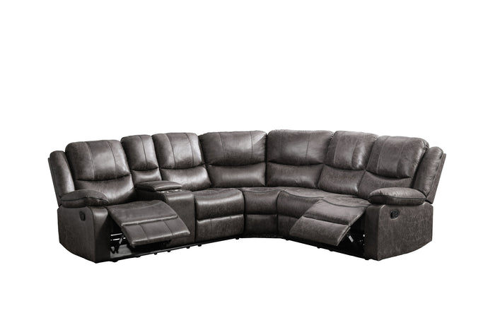 Everly 3-Piece Modular Reclining Sectional with Left Side Console, Grey Leather image 10
