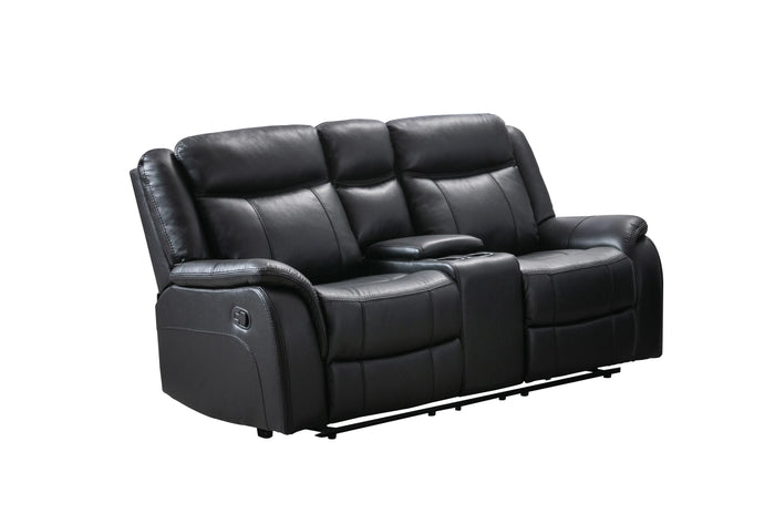 Mercer Reclining Console Loveseat, Black Leather Gel image 9