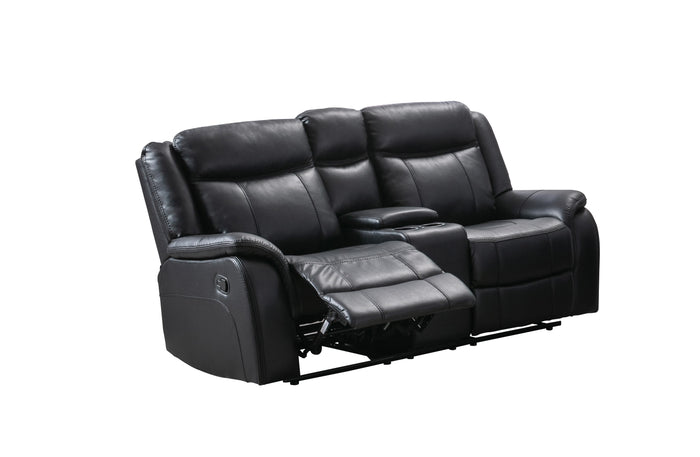 Mercer Reclining Console Loveseat, Black Leather Gel image 10