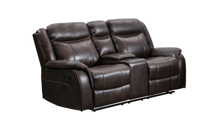Mercer Reclining Console Loveseat, Brown Leather Gel image 9