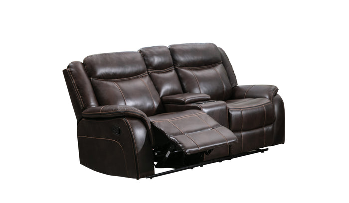 Mercer Reclining Console Loveseat, Brown Leather Gel image 10
