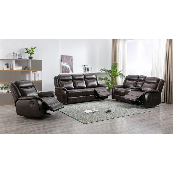 Mercer Reclining Console Loveseat, Brown Leather Gel image 8