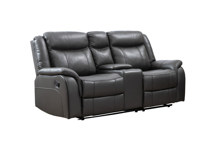 Mercer Reclining Console Loveseat, Grey Leather Gel image 9